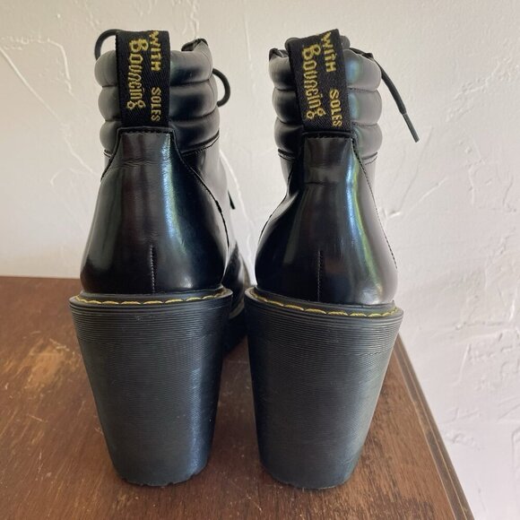 Dr Martens Persephone Black Patent Leather Look Ankle Heeled Boots Women Size 9 - Picture 4 of 12